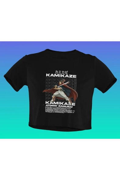 playbackmoda Akiki Tasarım, Kamikaze - Atomic Samurai, Anime - Manga, Siyah Crop (yarım Tişört) , Xs Beden ürün görseli