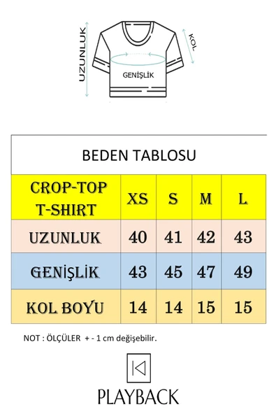 playbackmoda Crop-top Deniz Dalga Kalp Baskılı Yarım Tişört - Resim 2