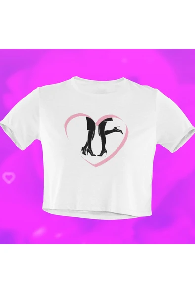 playbackmoda Crop-top Kadın Kalp Baskılı Yarım Tişört ürün görseli