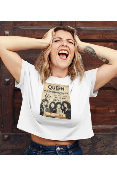 playbackmoda Crop-top Queen Baskılı Yarım Tişört - Resim 2