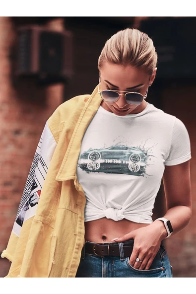 playbackmoda Crop-top Mercedes Gölge Baskılı Yarım Tişört - Resim 2