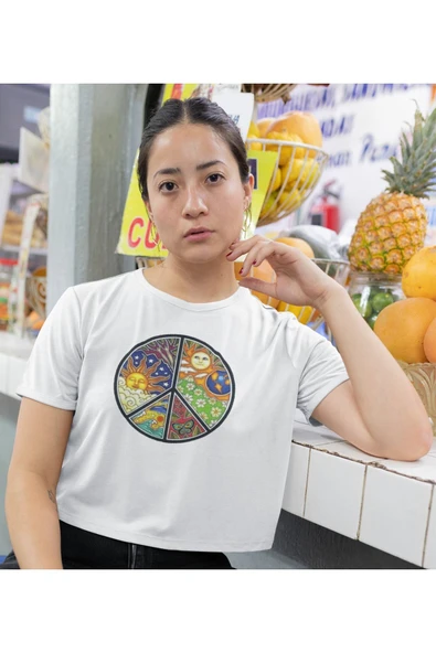 playbackmoda Crop-top Güneş Ve Ay Baskılı Yarım Tişört - 2