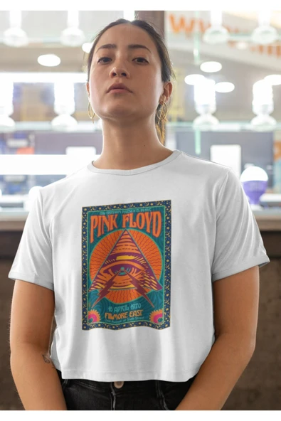 playbackmoda Crop-top Pink Floyd Baskılı Yarım Tişört - Resim 2