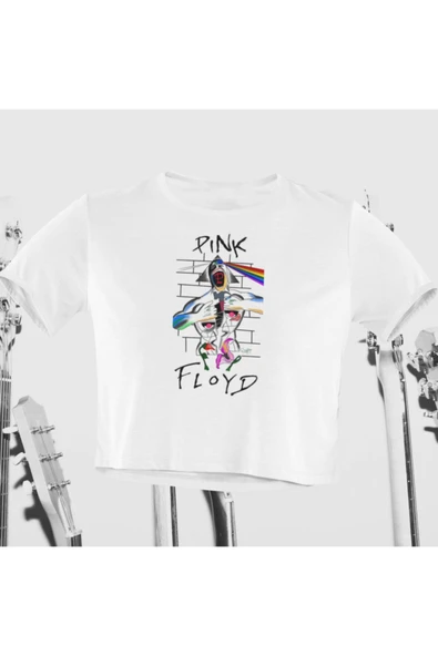 playbackmoda Crop-top Pink Floyd Baskılı Yarım Tişört ürün görseli