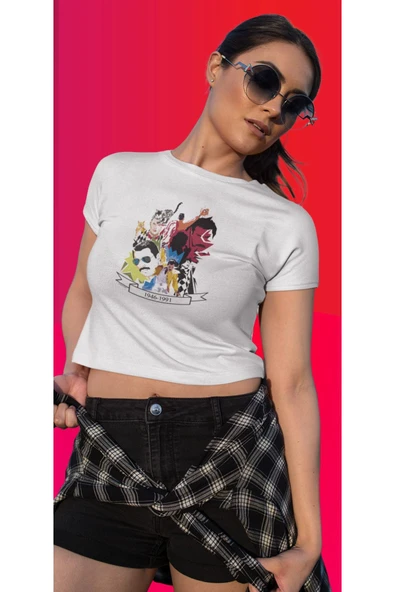 playbackmoda Crop-top Queen Baskılı Yarım Tişört - Resim 2