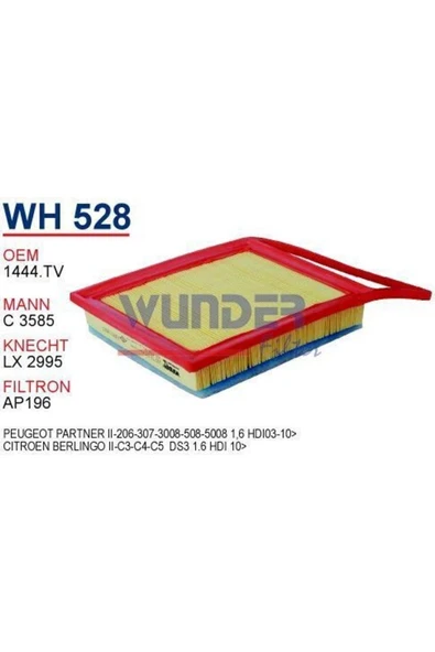 WUNDER WH528 HAVA FİLTRESİ - PARTNER II-206-307-3008-508-5008 1,6