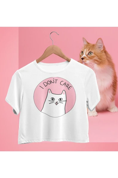 playbackmoda Crop-top Sevimli Kedi Baskılı Yarım Tişört ürün görseli