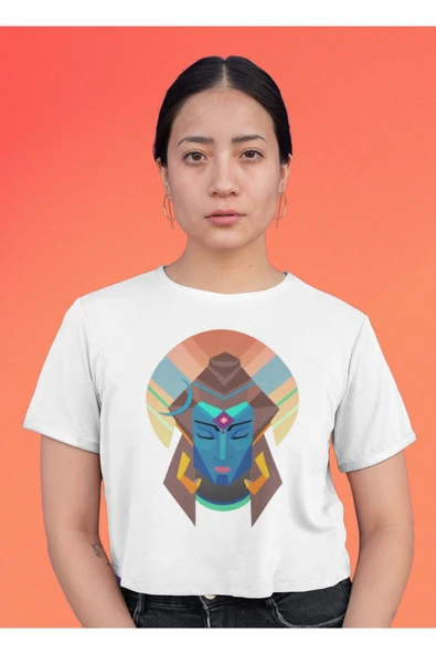 playbackmoda Crop-top Ilustrasyon Kadın Baskılı Yarım Tişört - Resim 2