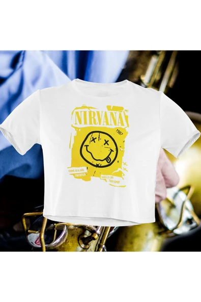 playbackmoda Crop-top Nırvana Baskılı Yarım Tişört ürün görseli