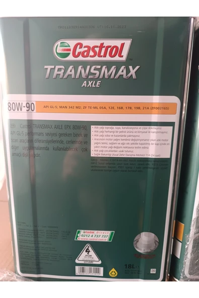 CASTROL TRANSMAX AXLE EPX 80W-90 18 LT ŞANZIMAN DİFRANSİYAL YAĞI - 2