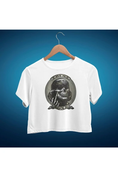 playbackmoda Crop-top Asi Kurukafa Baskılı Yarım Tişört ürün görseli