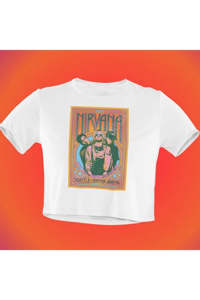 playbackmoda Crop-top Nırvana Baskılı Yarım Tişört ürün görseli