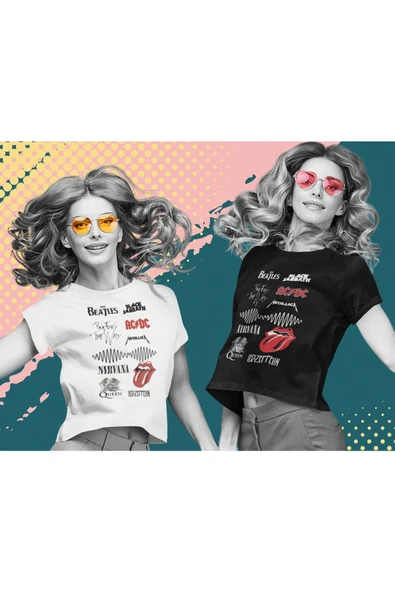 playbackmoda Crop Top King Of The Rocks Baskılı Yarım Tişört - Resim 2