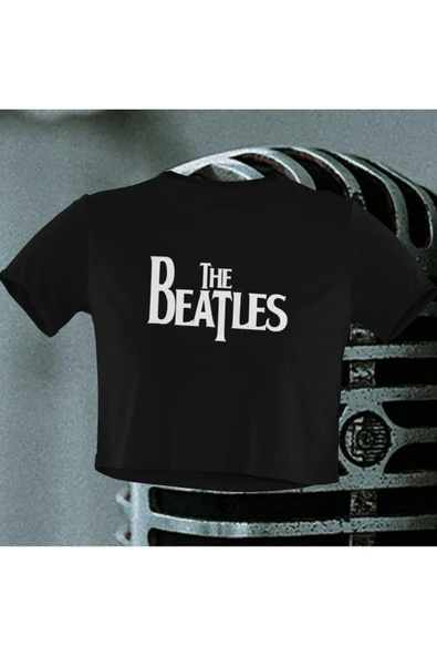 playbackmoda Crop-top The Beatles Baskılı Yarım Tişört ürün görseli