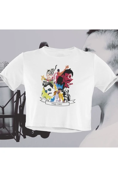 playbackmoda Crop-top Queen Baskılı Yarım Tişört ürün görseli