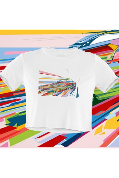 playbackmoda Crop-top Porsche Hız Baskılı Yarım Tişört