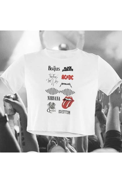 playbackmoda Crop Top King Of The Rocks Baskılı Yarım Tişört ürün görseli