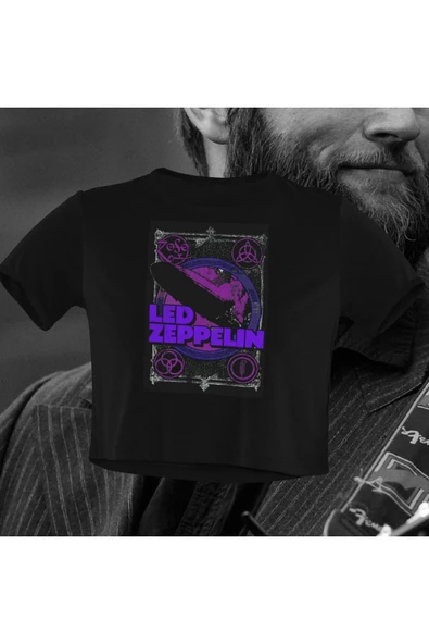 playbackmoda Crop-Top Led Zeppelın Baskılı Yarım T-Shirt ürün görseli