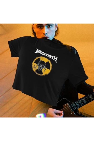 playbackmoda Crop-top Mega Death Baskılı Yarım Tişört ürün görseli