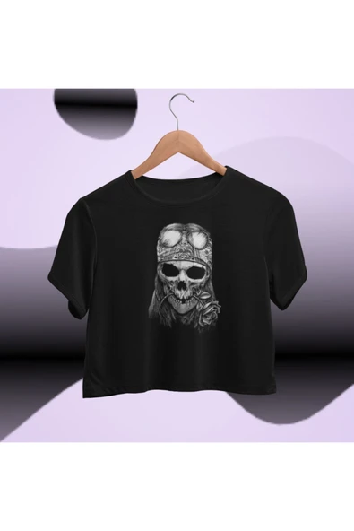 playbackmoda Crop-top Asi Kurukafa Baskılı Yarım Tişört ürün görseli