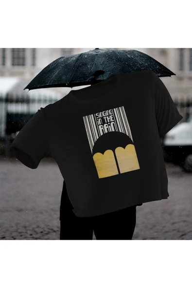 playbackmoda Crop-top Dizi Fim Singing In The Rain Baskılı Yarım Tişört