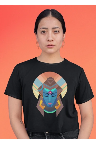 playbackmoda Crop-top Ilustrasyon Kadın Baskılı Yarım Tişört - Resim 2