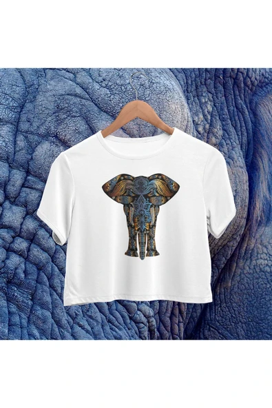 playbackmoda Crop-top Renkli Fil Baskılı Yarım Tişört ürün görseli