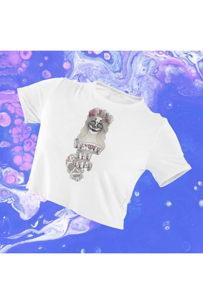 playbackmoda Crop-top Ilustrasyon Kadın Baskılı Yarım Tişört