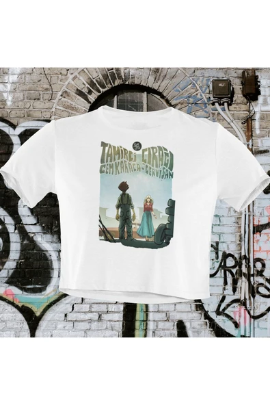 playbackmoda Crop-top Anadolu Rock Cem Karaca Baskılı Yarım Tişört ürün görseli