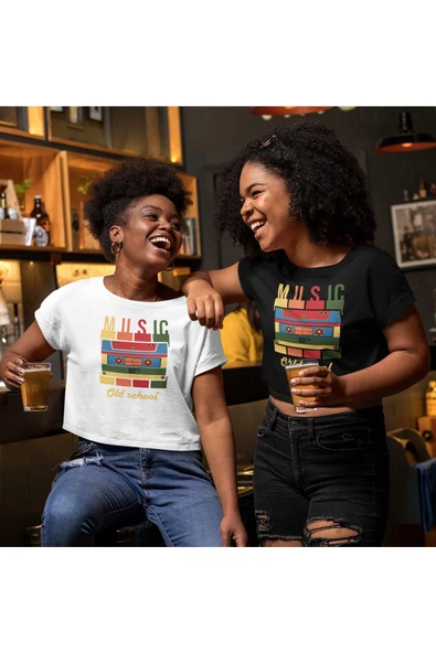playbackmoda Retro Müzik Kaset Baskılı Yarım Tişört - Resim 2
