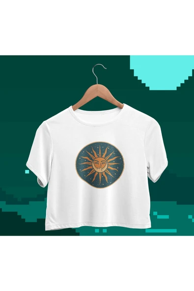 playbackmoda Crop-top Güneş Ve Ay Baskılı Yarım Tişört ürün görseli