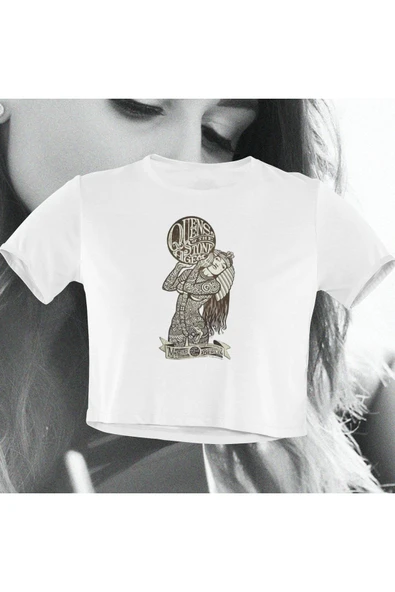 playbackmoda Crop-top Queen Of The Stone Age Baskılı Yarım Tişört ürün görseli