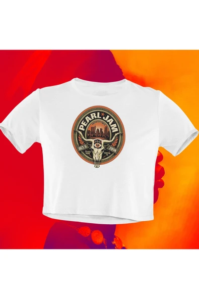 playbackmoda Crop-top Pearl Jam Baskılı Yarım Tişört ürün görseli