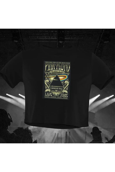 playbackmoda Crop-top Pink Floyd Baskılı Yarım Tişört ürün görseli