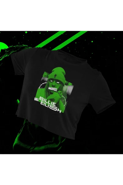 playbackmoda Crop-top Bıllıe Eılısh Baskılı Yarım Tişört ürün görseli