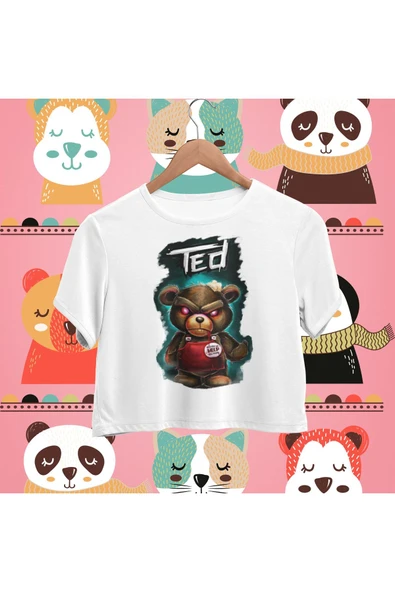 playbackmoda Crop-top Ayı Ted Baskılı Yarım Tişört ürün görseli