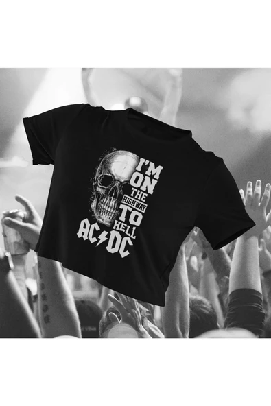 playbackmoda Crop-top Acdc Baskılı Yarım Tişört ürün görseli