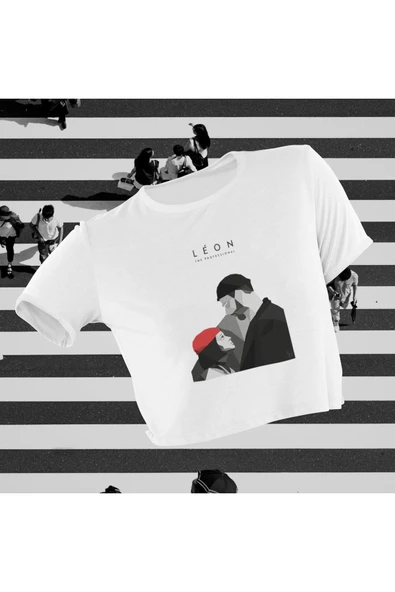 playbackmoda Crop-top Dizi Fim Leon Baskılı Yarım Tişört ürün görseli
