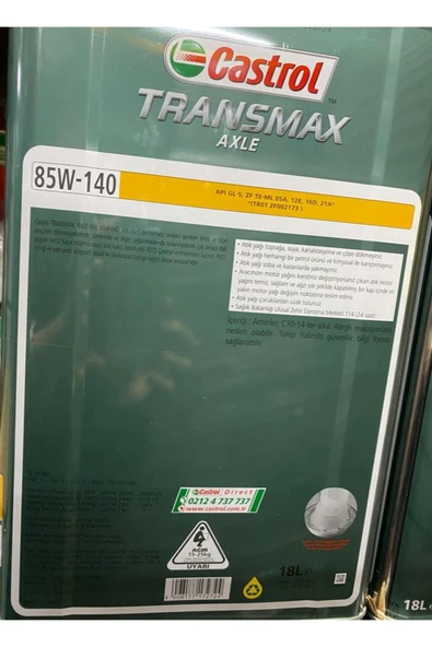 CASTROL TRANSMAX AXLE 85W-140 18 LT DİFRENSİYAL DİŞLİ YAĞI - 2