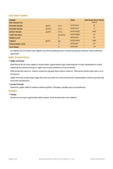 SHELL Rimula R6 Lm 10w40 Kova 20 Litre-(E7/mb 228.51) - Resim 6