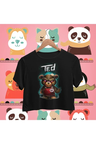 playbackmoda Crop-top Ayı Ted Baskılı Yarım Tişört ürün görseli