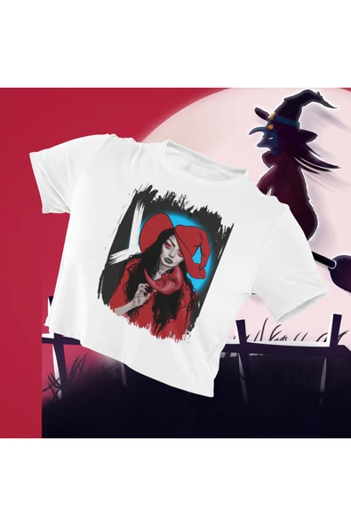 playbackmoda Crop-top Ilustrasyon Kadın Baskılı Yarım Tişört ürün görseli