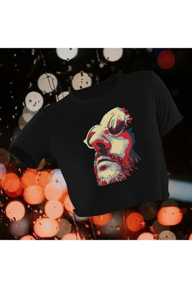 playbackmoda Crop-top Dizi Fim Leon Baskılı Yarım Tişört ürün görseli