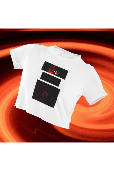 playbackmoda Crop-top Ilıustrasyon Baskılı Yarım Tişört ürün görseli