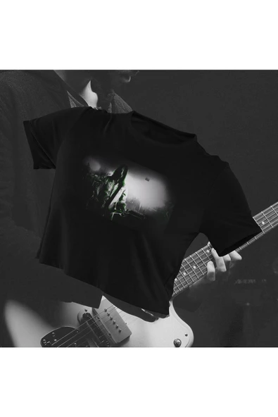 playbackmoda Crop-top Rocker Baskılı Yarım Tişört ürün görseli