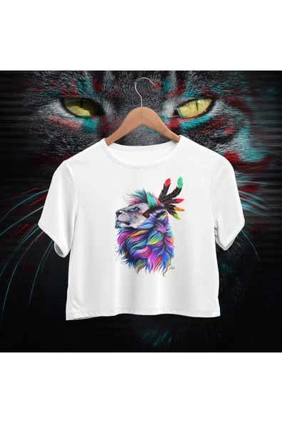 playbackmoda Crop-top Aslan Kral Baskılı Yarım Tişört - Resim 2