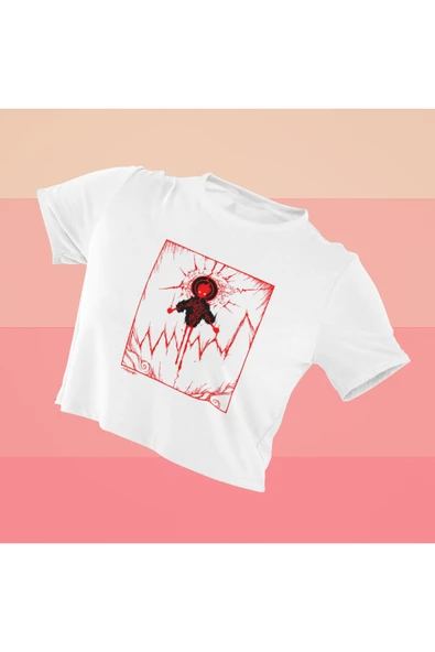 playbackmoda Crop-top Ilıustrasyon Baskılı Yarım Tişört ürün görseli