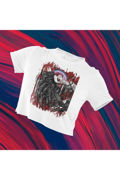 playbackmoda Crop-top Ilustrasyon Kadın Baskılı Yarım Tişört