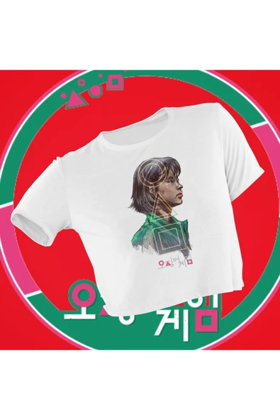 playbackmoda Crop-top Dizi Fim Squid Game Baskılı Yarım Tişört