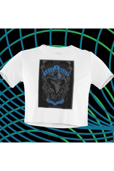 playbackmoda Crop-top Guns And Roses Baskılı Yarım Tişört